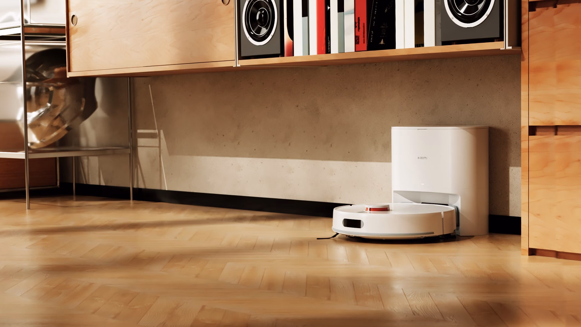 Xiaomi Robot Vacuum S60+ กับแท่นเก็บฝุ่นอัตโนมัติในห้องนั่งเล่น